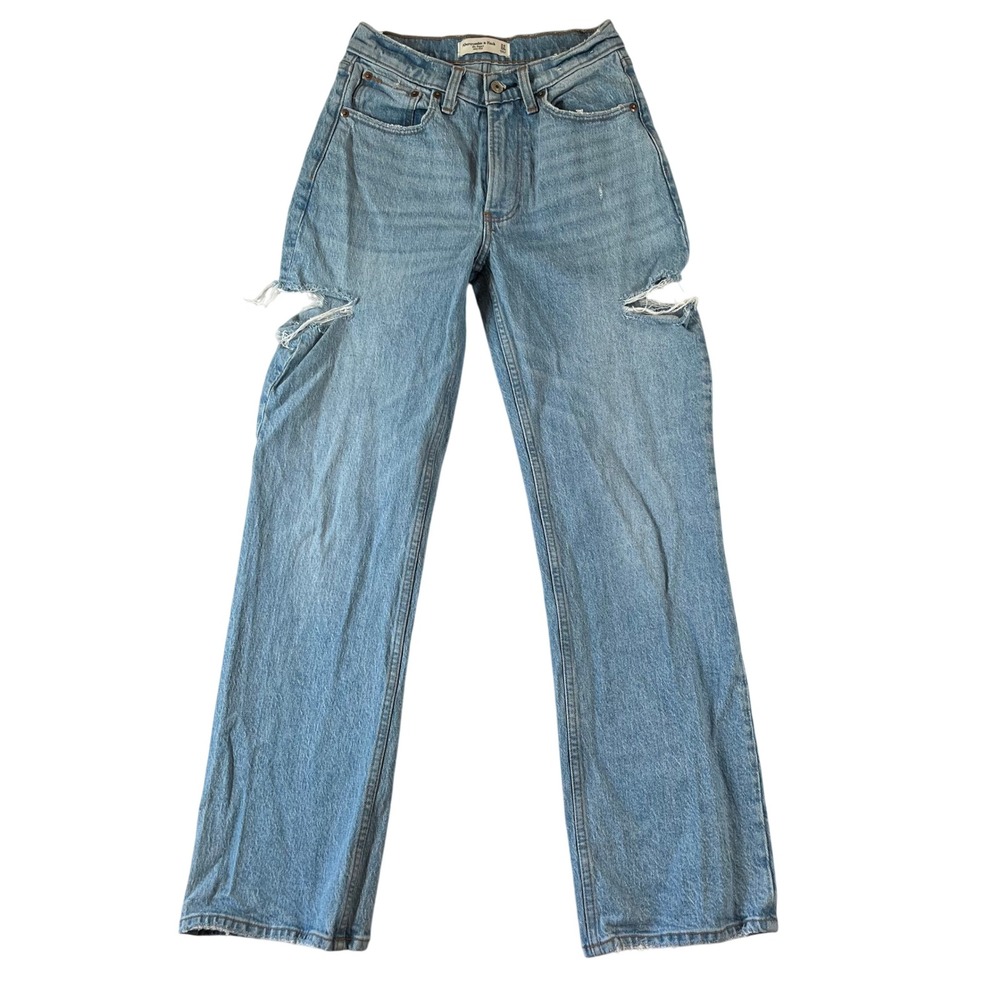 Abercrombie & Fitch Jeans 24 00R The Baggy Mid Rise Distress Side Cut 29" Inseam